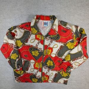 90s Vintage Silk Versace Style Nylon Zip Bomber Jacket Size Large